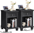 SAVOR LIFE Farmhouse End Tables Living Room Set of 2, Rustic Wood Nightstand by SAVORLIFEFurniture
