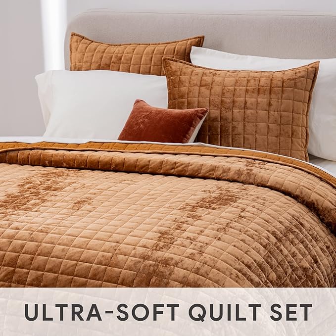 RECYCO Luxury Velvet Quilt Set King Size Bedding Sets, Ultra Soft Velvet - Image 5