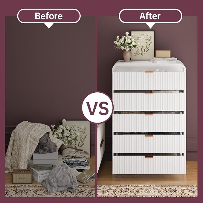 FURSUN Fluted 5 Drawers Dresser - Image 5