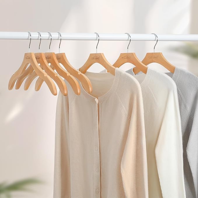 TOPIA HANGER Wooden Coat Hangers 12 Pack, Premium Wood Top Suit Hangers - Image 2
