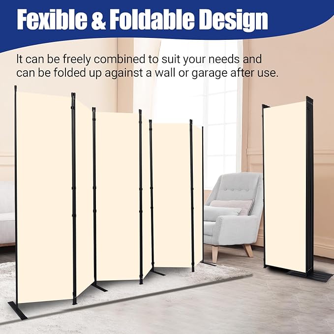 Room Divider and Folding Privacy Screens 6 Panel, 11 Ft Wide Room Partitions - Image 4