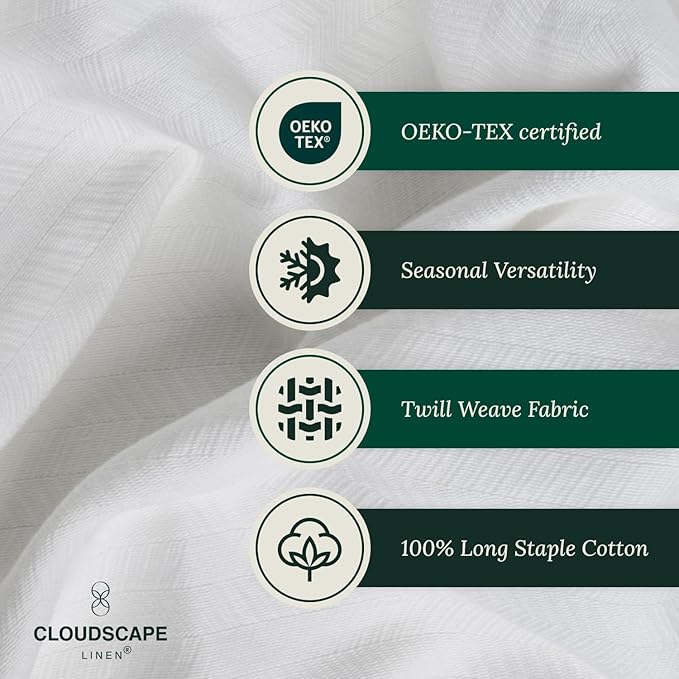 Cloud Scape Linen 100% Cotton Blanket King 92x108 White - Image 2