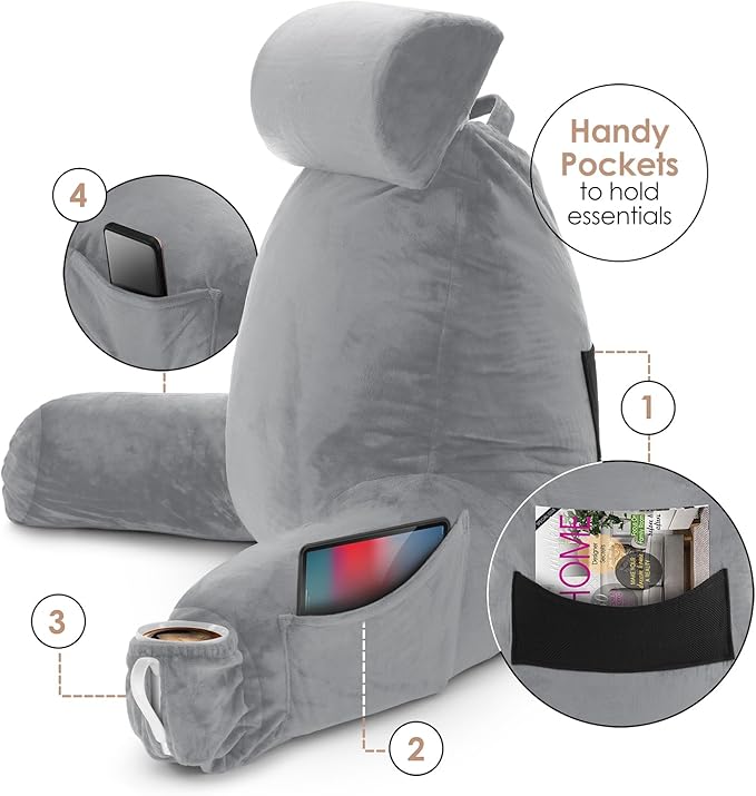 Nestl Reading Pillow with Shredded Memory Foam Includes 2 Neck and Lumber - Image 4