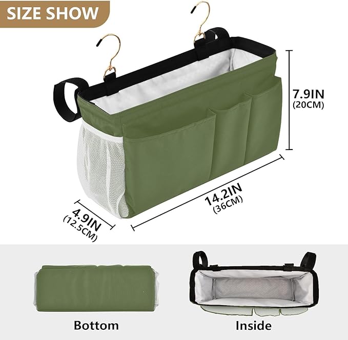 KOPIRIT Dark Cyan Bedside Caddy Storage Bag Bedside Organizer - Image 4