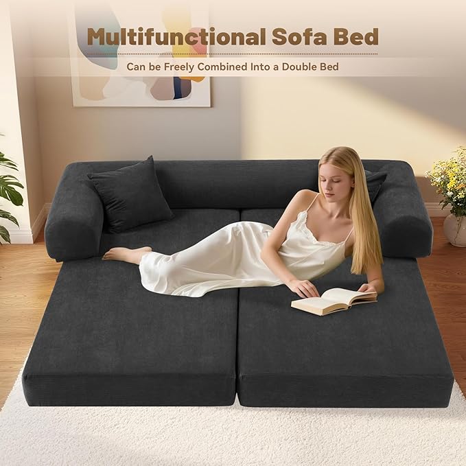 Convertible Futon Sofa Bed, Queen Sleeper Sofa Bed, Compressed Couch in a Box - Image 3