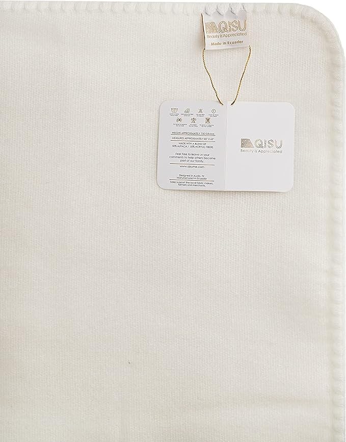 QISU Alpaca Wool Blanket Throw | Large, Solid | 85 x 65 inches | Ultra-Soft - Image 6
