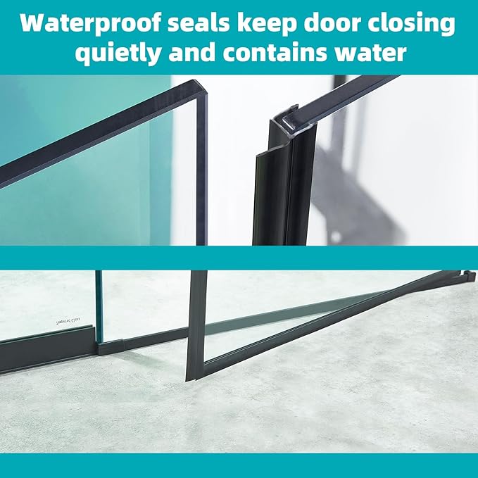 Pivot Swing Shower Door, Adjustable Width 58.9-60" W x 74" H Semi-Frameless - Image 6