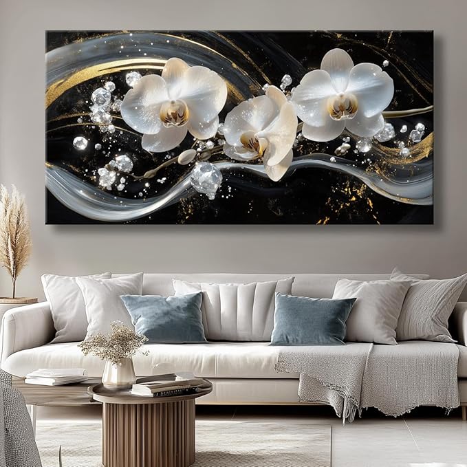 White Orchid Canvas Wall Art - Image 2