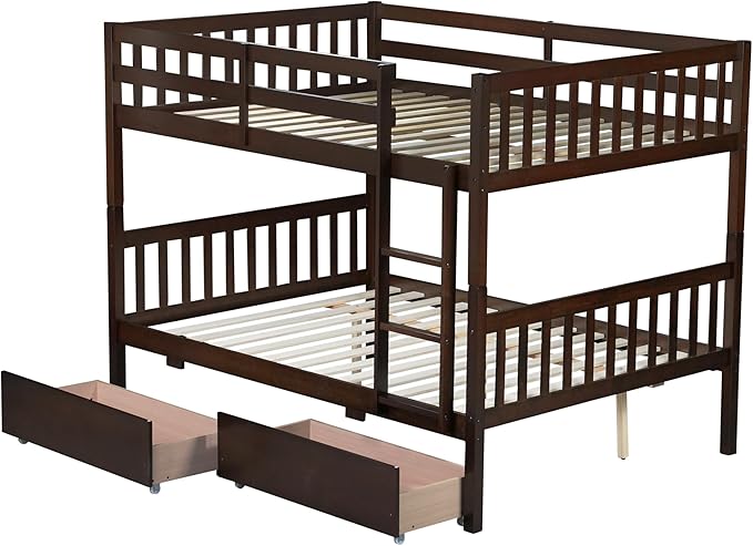 Full Over Full Bunk Bed with Storage Drawers, Convertible Bunk Beds with Ladder - Image 7