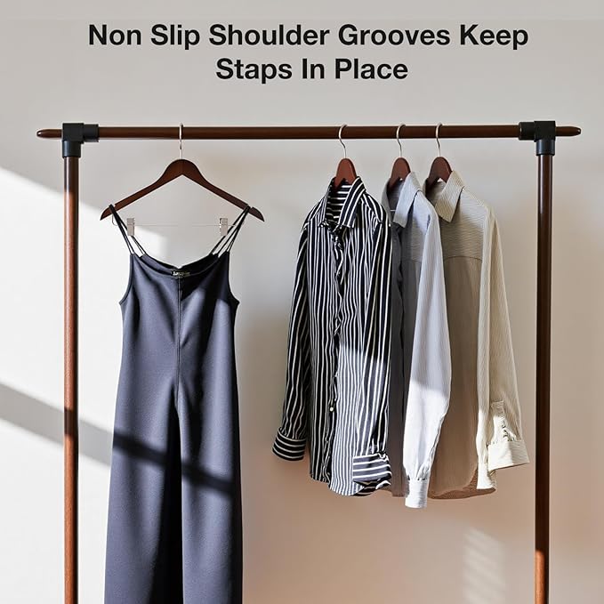 Wooden Hangers with Clips 24 PCS Pant Hangers with Clips, Smooth Solid Wooden - Image 6