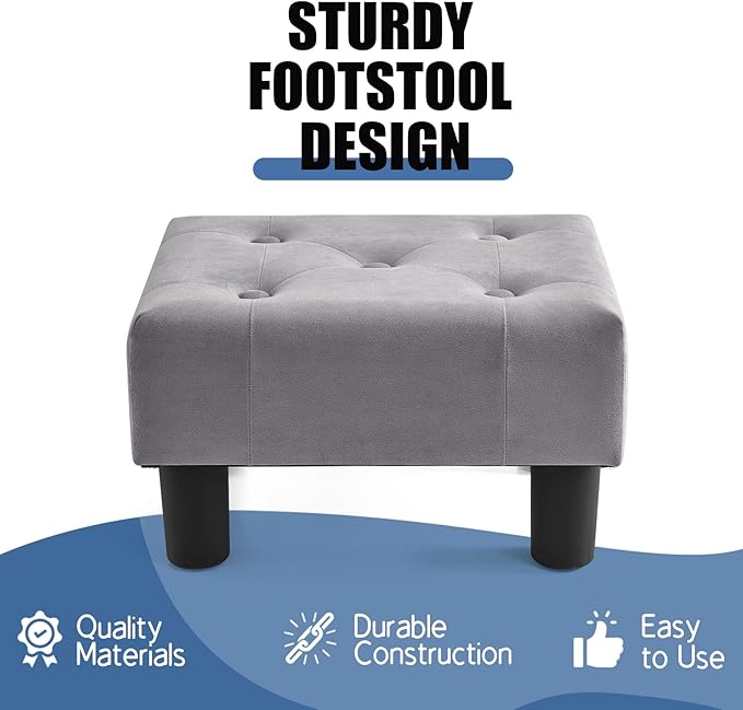 BRIAN & DANY Small Foot Stool, Velvet Foot Stools - Image 4