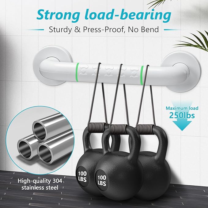 Grab Bars for Shower, 2 Pack 12 Inch Shower Handle Bath Grab Rails - Image 8