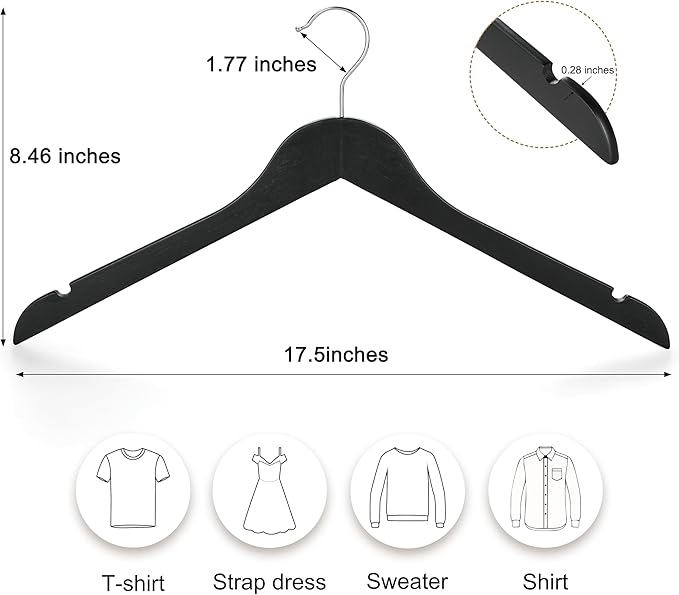 TOPIA HANGER Wooden Hangers 30 Pack, 0.28-inch Slim & Durable Clothes Hangers - Image 2