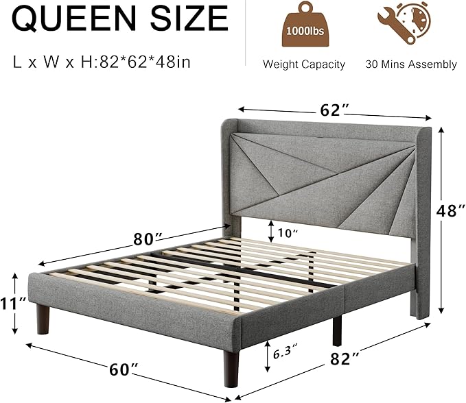 Queen Size Upholstered Bed Frame - Image 2