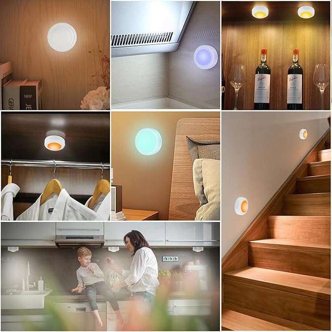 Yiliaw 3 Pack LED Puck Lights Remote Control 16 Color Changeable Under Cabinet - Image 4