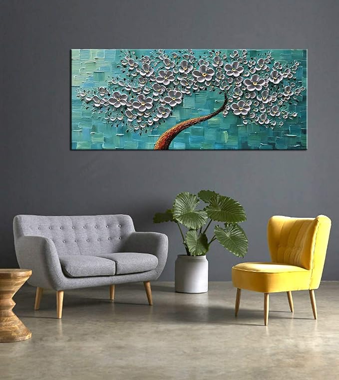 YaSheng Art - 24x60inch Large Wall Art Flowers Oil Painting On Canvas Texture - Image 5