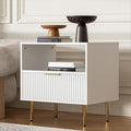 White Nightstand with Drawer, End Table with Storage, Bed Side Table with Open by Housoul