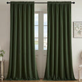 Joydeco Olive Green Velvet Curtains 102 inch Length 2 Panels, Luxury Blackout by JOYDECO