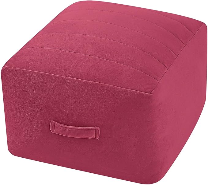 MeMoreCool Square Stuffed Pouf Ottoman Foot Rest, Floor Pouf Foot Stool by MeMoreCool