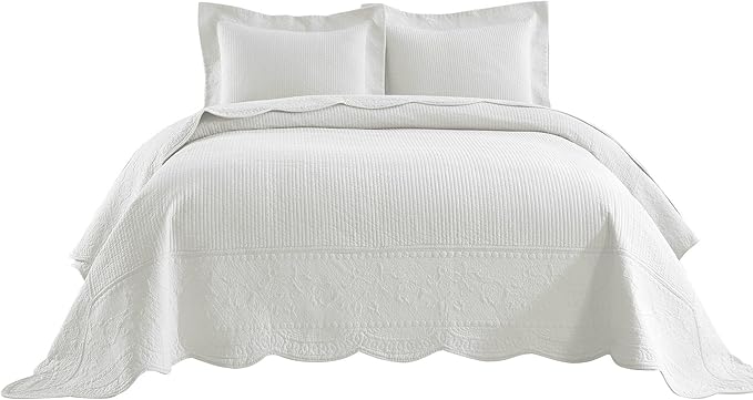 MarCielo 3-Piece 100% Cotton Oversized Bedspread Lightweight Quilt Coverlet - Image 7