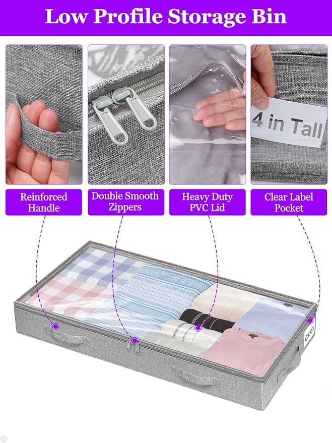 Under Bed Storage, Below 4 Inches High Underbed Storage Containers Low Profile - Image 6