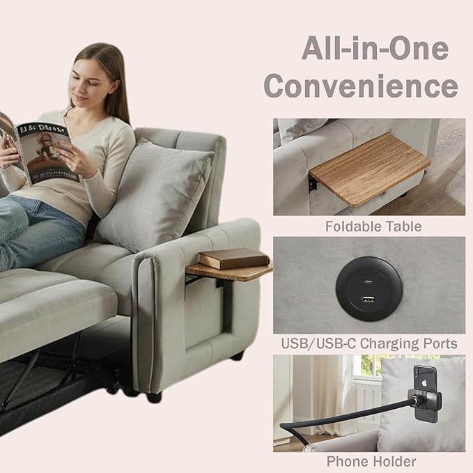 3 in 1 Convertible Sleeper Sofa Bed, Pull Out Couch Bed - Image 5