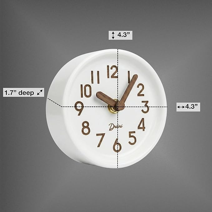 Driini Wooden Analog Desktop Clock – 4.3 in. Decorative Pinewood, No-Tick - Image 3