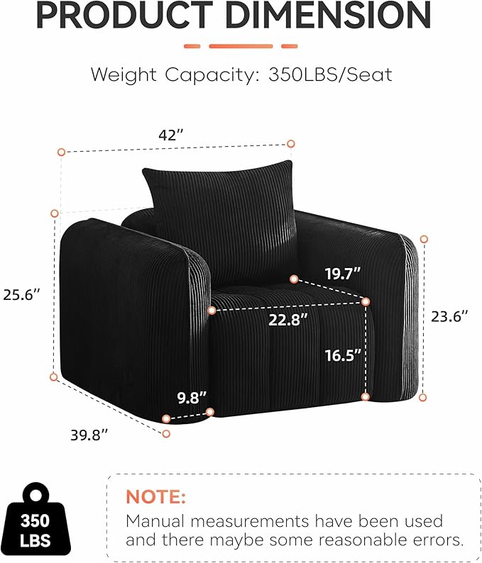 Oversized Boneless Accent Chair, Comfy Deep Seat Armchair - Image 2