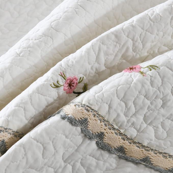 MarCielo 3-Piece 100% Cotton Oversized Bedspread Lightweight Quilt Coverlet - Image 5