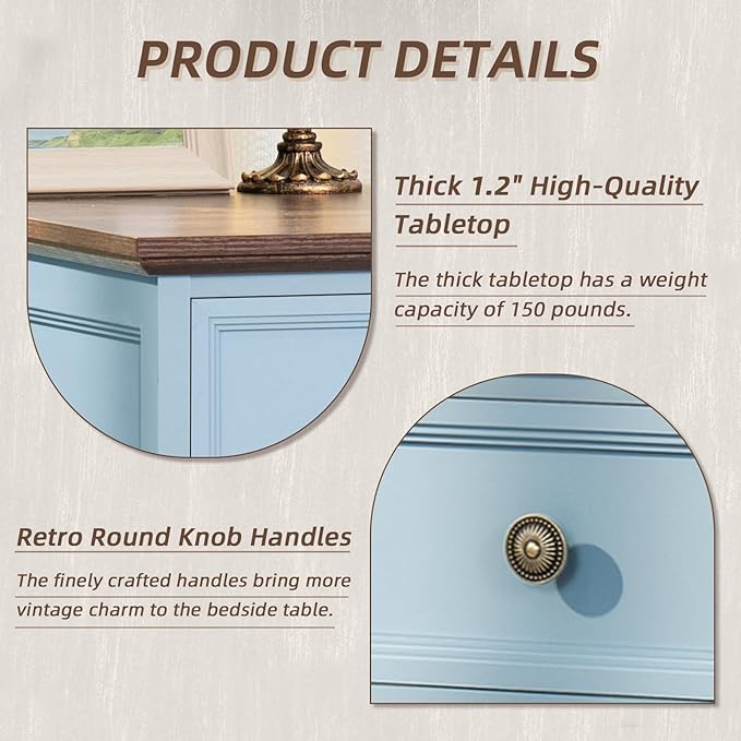 24" Wide Farmhouse Night Stand, Large End Table - Image 6