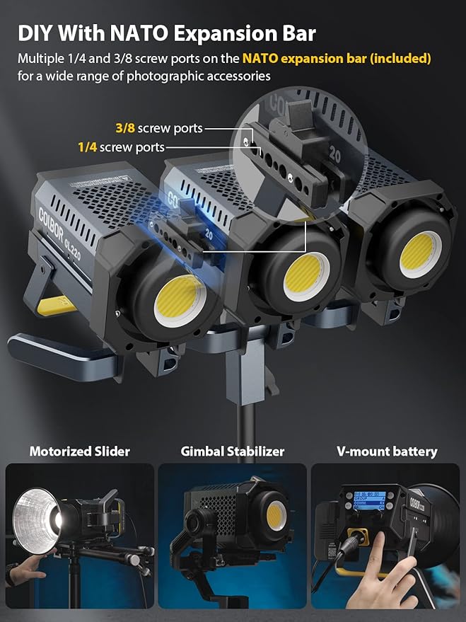 Video Light, COLBOR CL220M LITE 220W Continuous Output Lighting 2700-6500K - Image 7