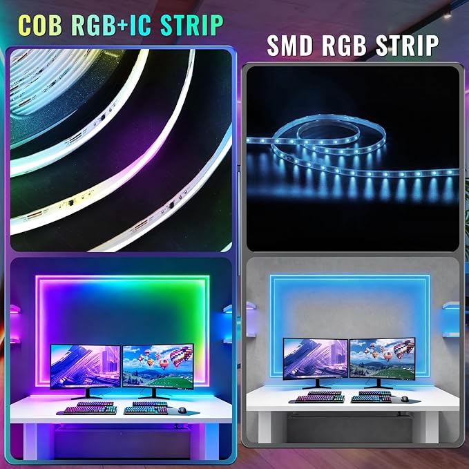 40FT RGB+IC COB LED Strip Lights, Bright Dream Color COB LED Light Strip - Image 2