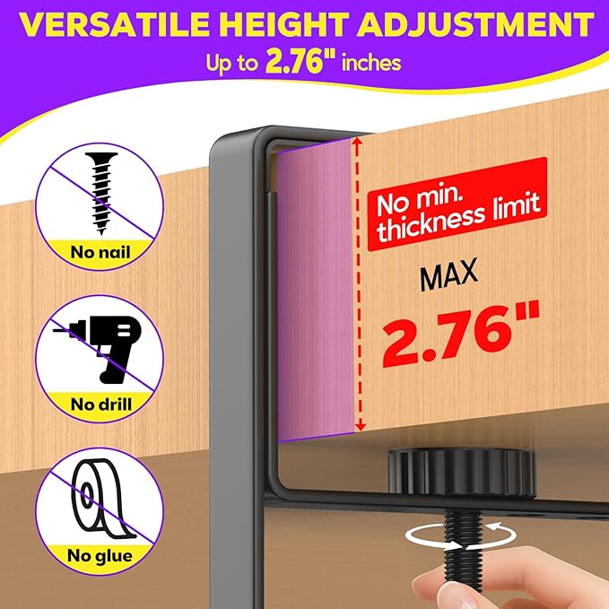 Large Under Desk Cable Management Tray, REFLYING 43.7" Cable Management Under - Image 8