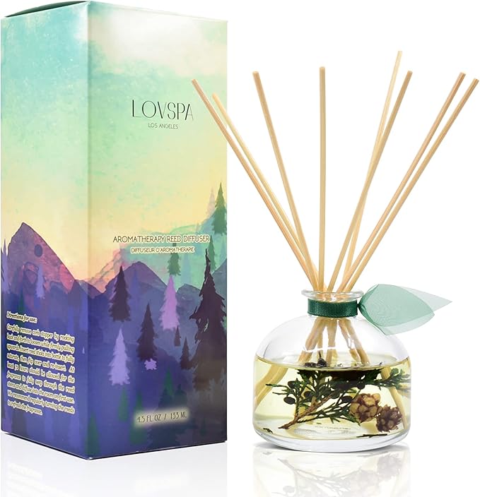 LOVSPA Reed Diffuser Set, Winter Forest Pine Scented Oil Diffuser by LOVSPA