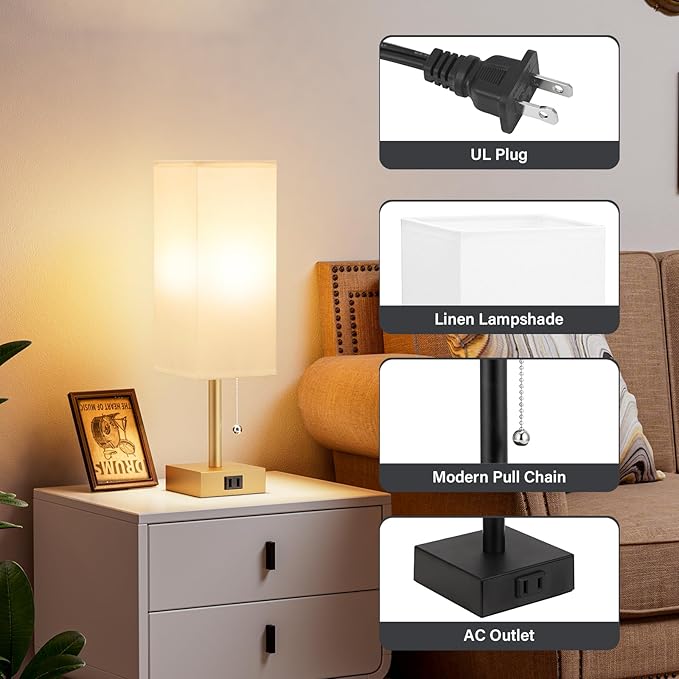 Gold Bedside Table Lamps for Bedroom - Image 5