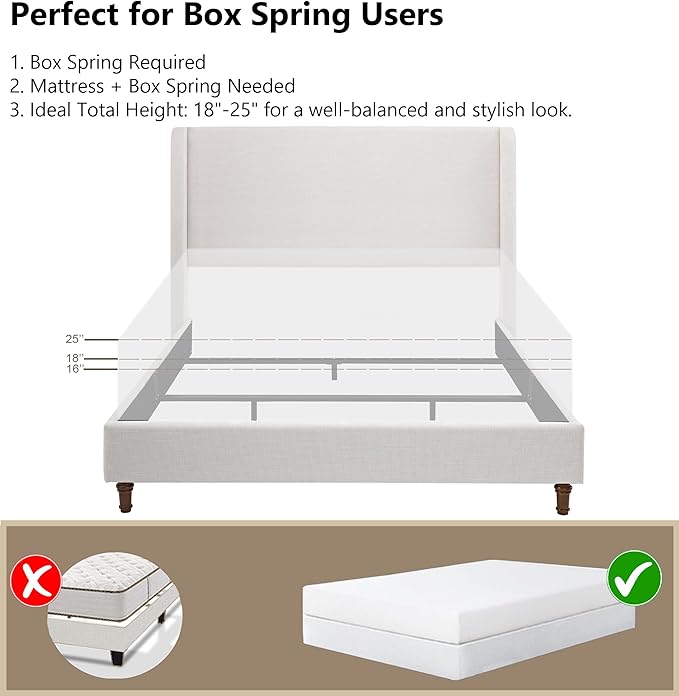 Harper Upholstered Wingback Bed Frame - Image 4
