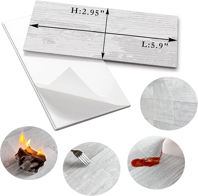 AULIGET 100 Piece Peel and Stick Backsplash PVC Tile, 3 Inch x 6 Inch White - Image 5