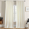 Joydeco White Velvet Curtains 120 inch Length 2 Panels, Luxury Blackout Rod by JOYDECO