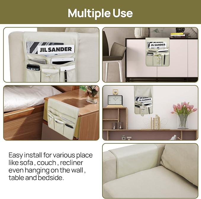 Teniux Remote Control Holder Faux Leather Armrest Organizer - Image 5