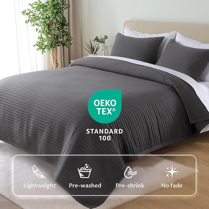 KASENTEX Oversized Queen Quilt Set 102"x106" – Soft Washed 3-Layer Lightweight - Image 2