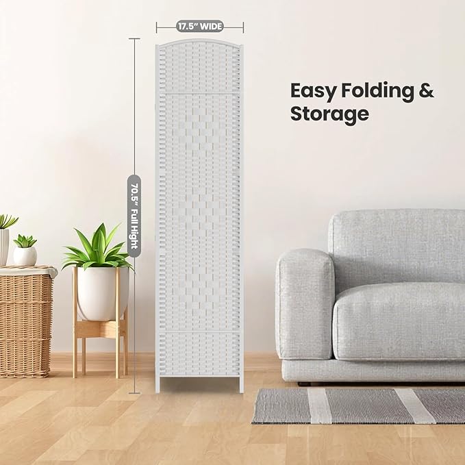 Folding Room Divider, Weave Fiber Privacy Screen, Extra Wide Room Screen - Image 7