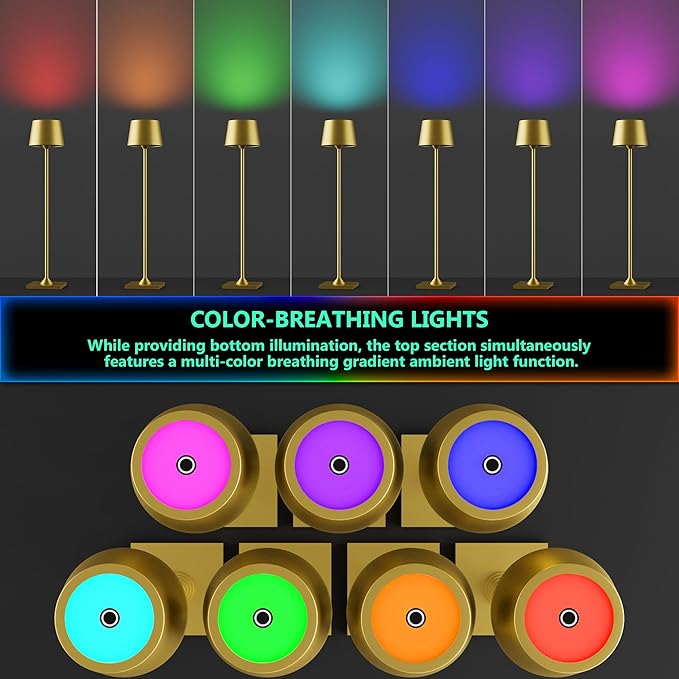 Modern LED Color-Changing Cordless Table lamp, 7 Colors, metal Shade, Touch - Image 5