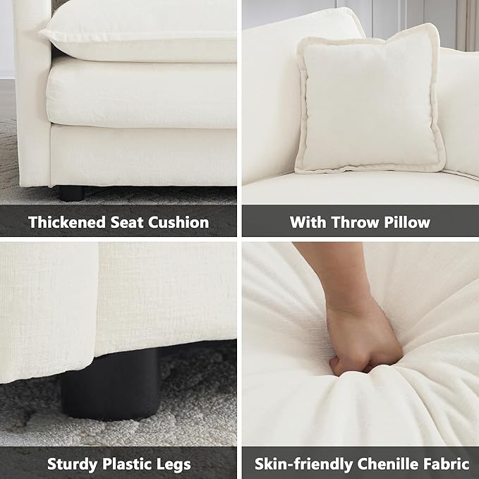 mikibama 41.4 Inch Single Seat Sofa, Chenille Comfy Deep Upholstered Couch - Image 3