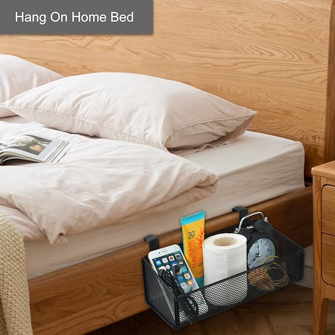 MATIMASU Bedside Caddy Hanging Storage Basket Beside Shelf Metal Organizer - Image 4