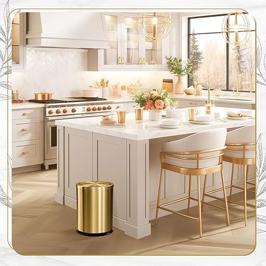 Maxdot 2 Pcs Gold Bathroom Trash Can - Image 5