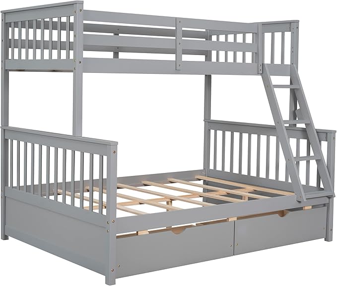 Merax Wood Bunk Bed with Drawers, Convertible Wood Bunk Bed with Ladders and - Image 8
