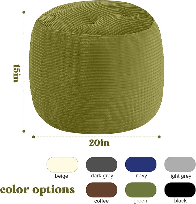MeMoreCool Stuffed Round Pouf Ottoman Foot Rest, Floor Pouf Foot Stool - Image 2