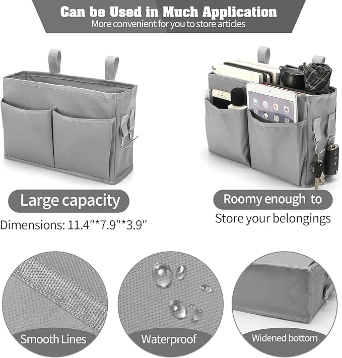 Bseash Bunk Bed Organizer, Bedside Caddy Hanging Bed Organizer Storage Bag - Image 3