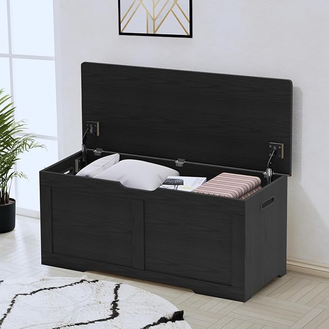 Timberer 39.4" Storage Chest, Wooden Storage Bench, Lift Top Toy Chest - Image 5