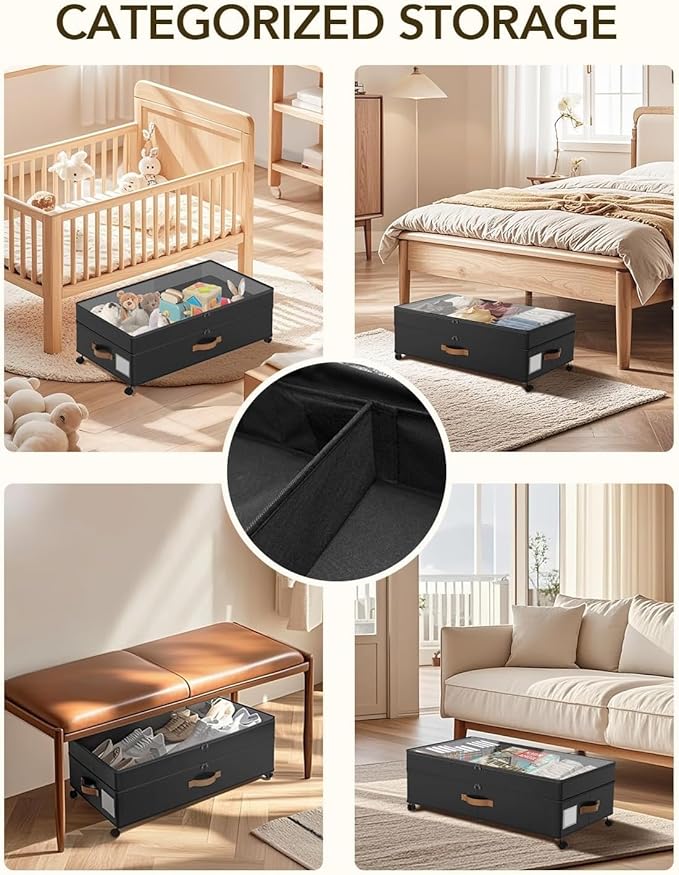 Under Bed Storage with Wheels, 72L XXL Under the Bed Storage Containers Large - Image 5